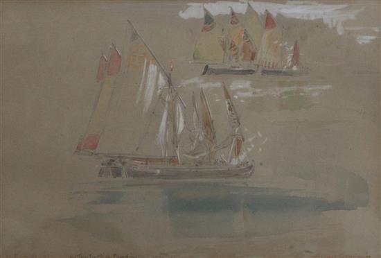 Albert Goodwin (1845-1932) Sketch of Venetian boats 6 x 9in.